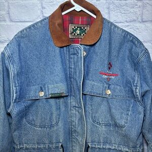 Rode Walker Vintage Chore Barn Field Coat Blue Denim Jacket Men's Medium USA